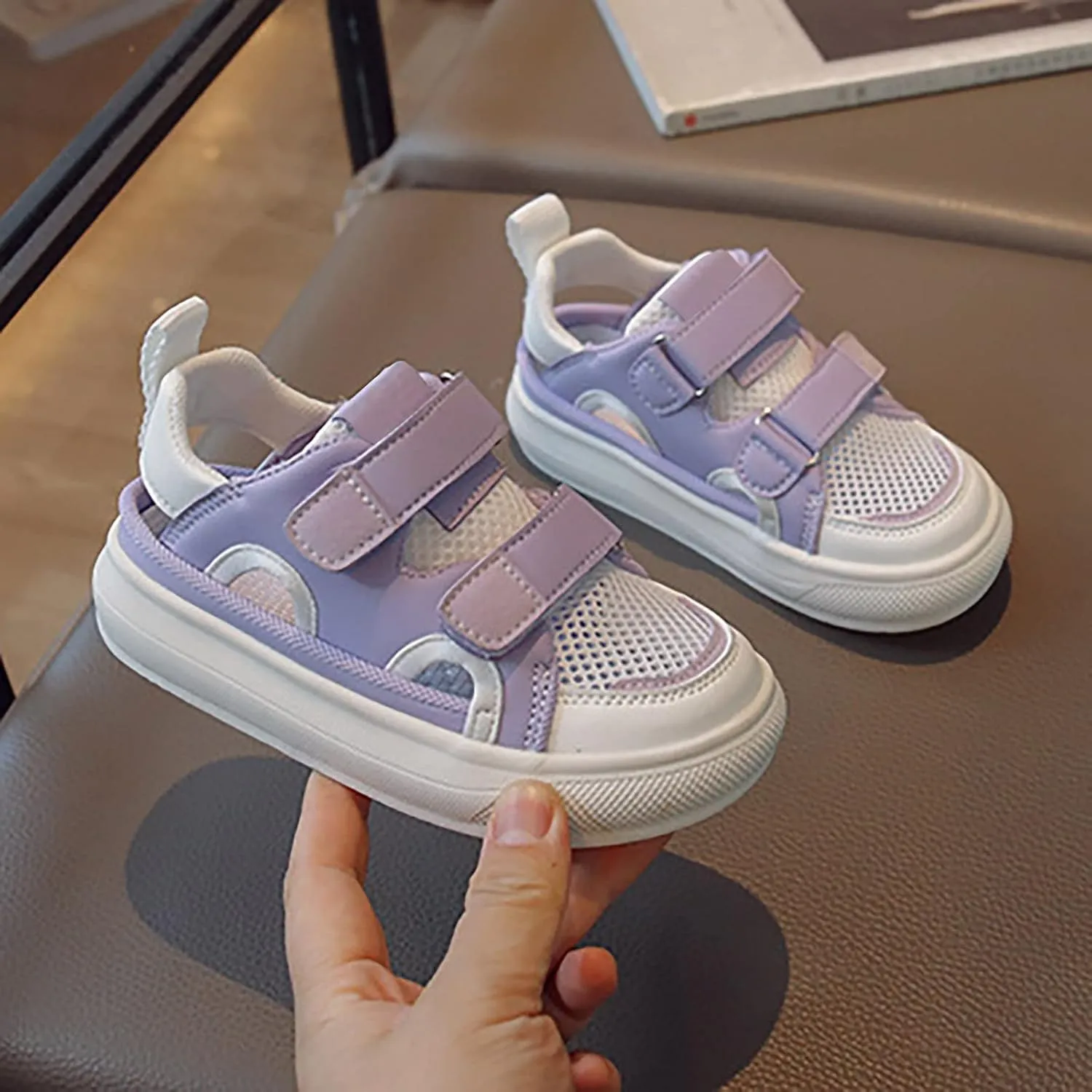 Boys Girls Canvas Shoes Hollow Adjustable Hook and Loop Classic Low Top Kids Sneakers Toddler Girl School Shoes