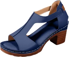 Chunky Heel Sandals for Women Comfortable Open Toe Sandal Dressy Casual Slip On Ankle Strap Wedges Shoes Summer Beach Walking Sandals 2025 Trendy Vacation Shoe