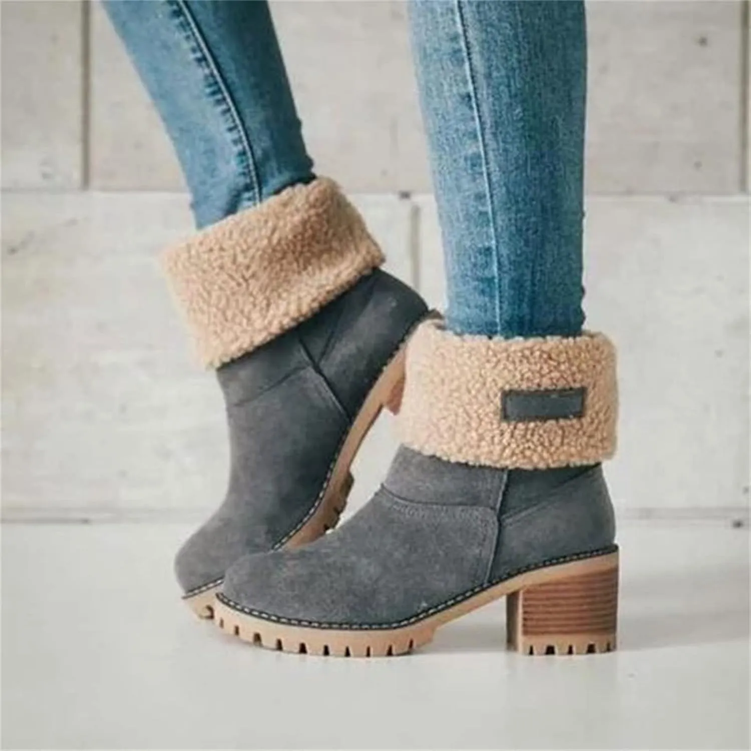 Ladmiple Winter Boots For Women 2023 Snow Ankle Booties Slip on Warm Comfortable Outdoor Fur Lined Thickening Walking Shoes