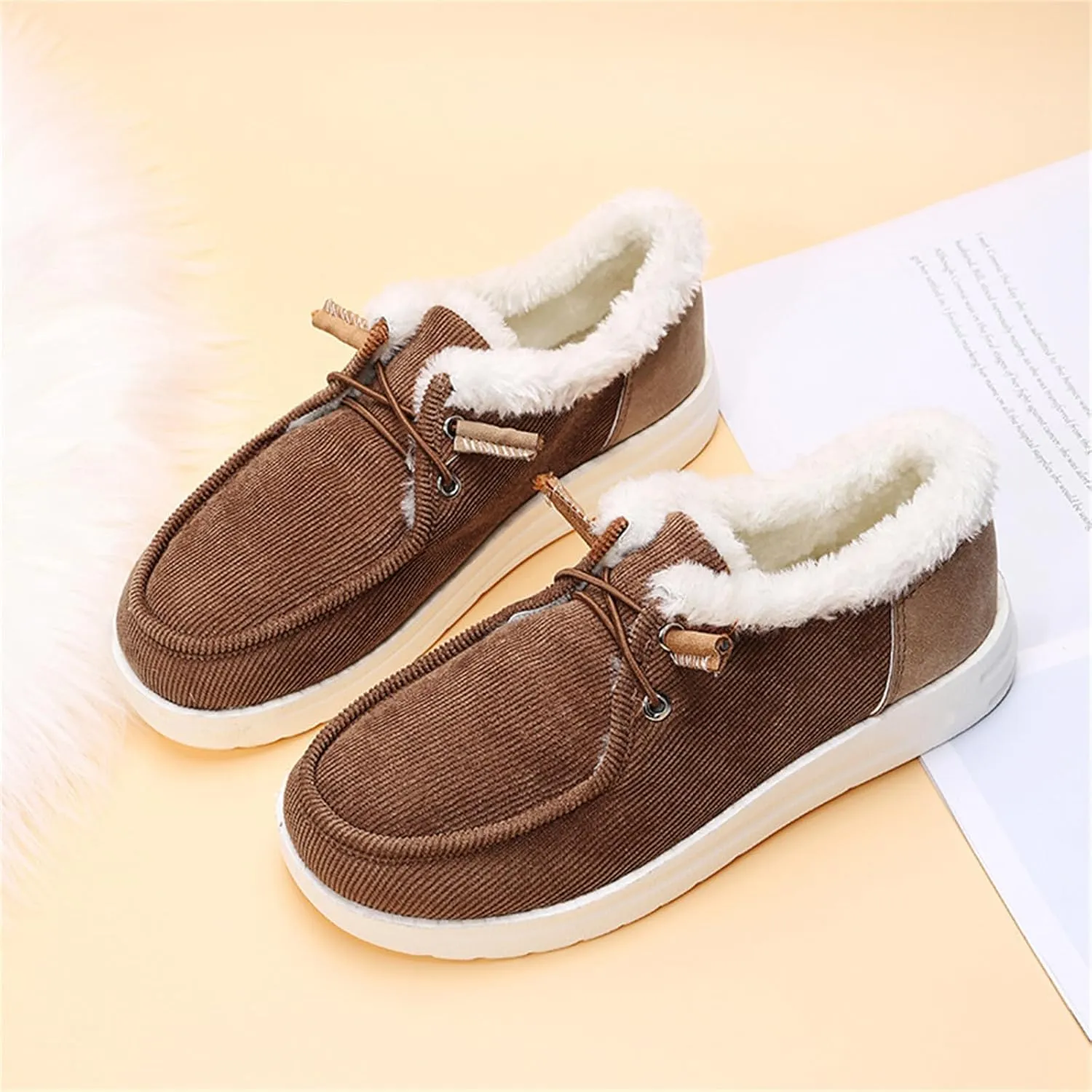 Ladmiple Winter Boots For Women Fashion Slip On Warm Snow Ankle Booties Fur Lined Outdoor Comfortable Walking Shoes