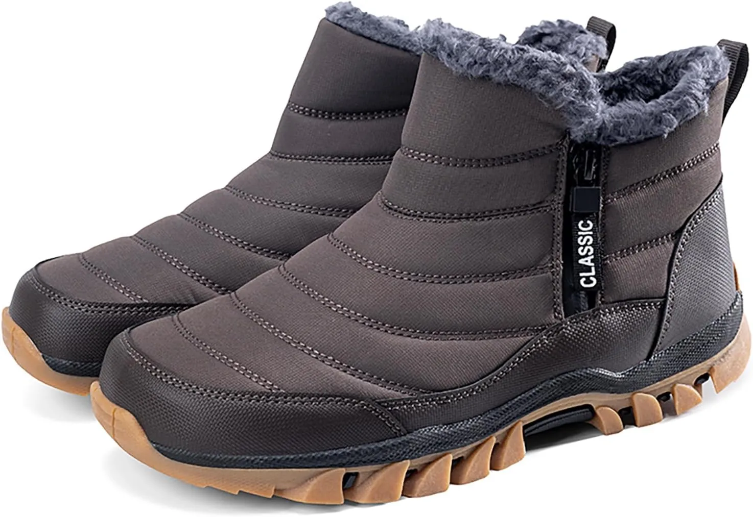 Men's Snow Boots Lightweight Waterproof Winter Boots Fur Lined Anti-slip Cold Weather Shoes Winter Trekking Warm Ankle Boots