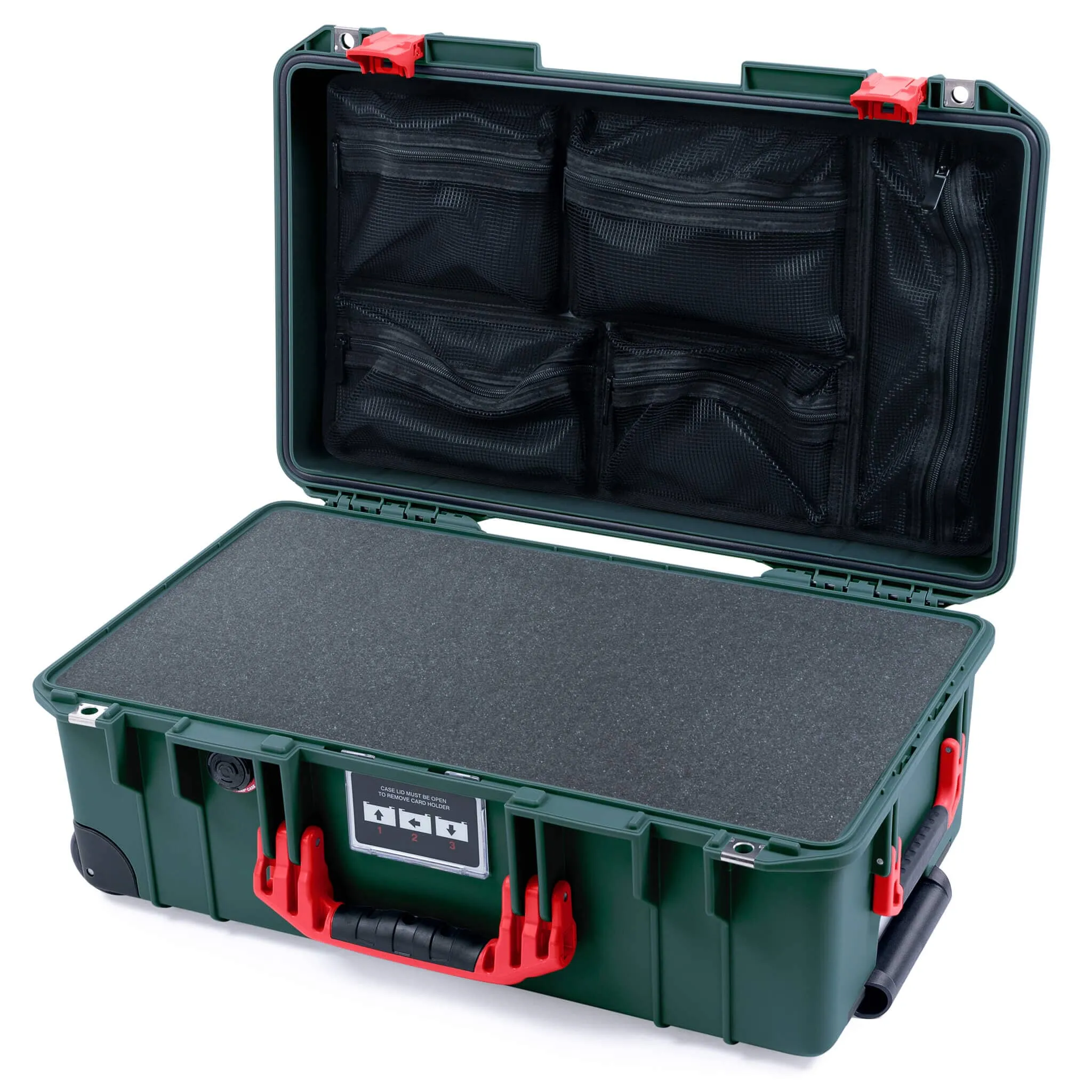 Pelican 1535 Air Case, Trekking Green with Red Handles & Latches