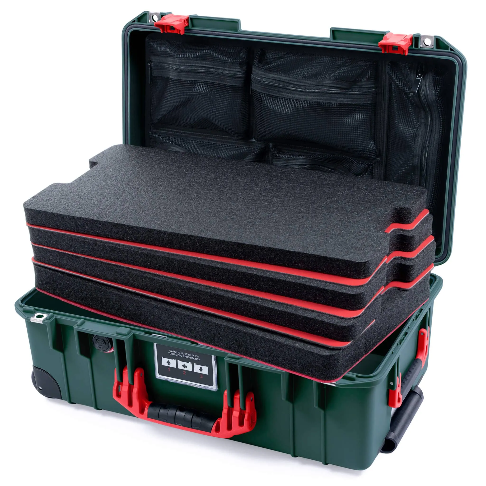 Pelican 1535 Air Case, Trekking Green with Red Handles & Latches