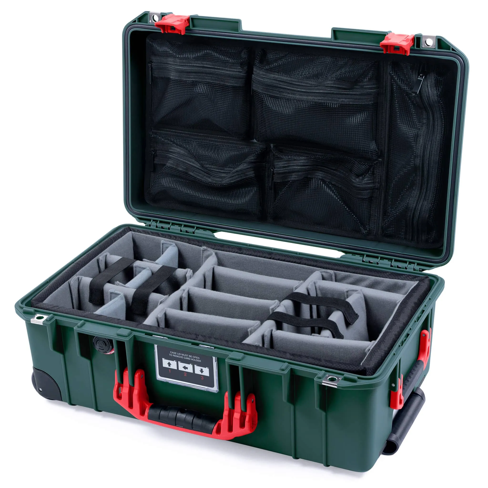 Pelican 1535 Air Case, Trekking Green with Red Handles & Latches