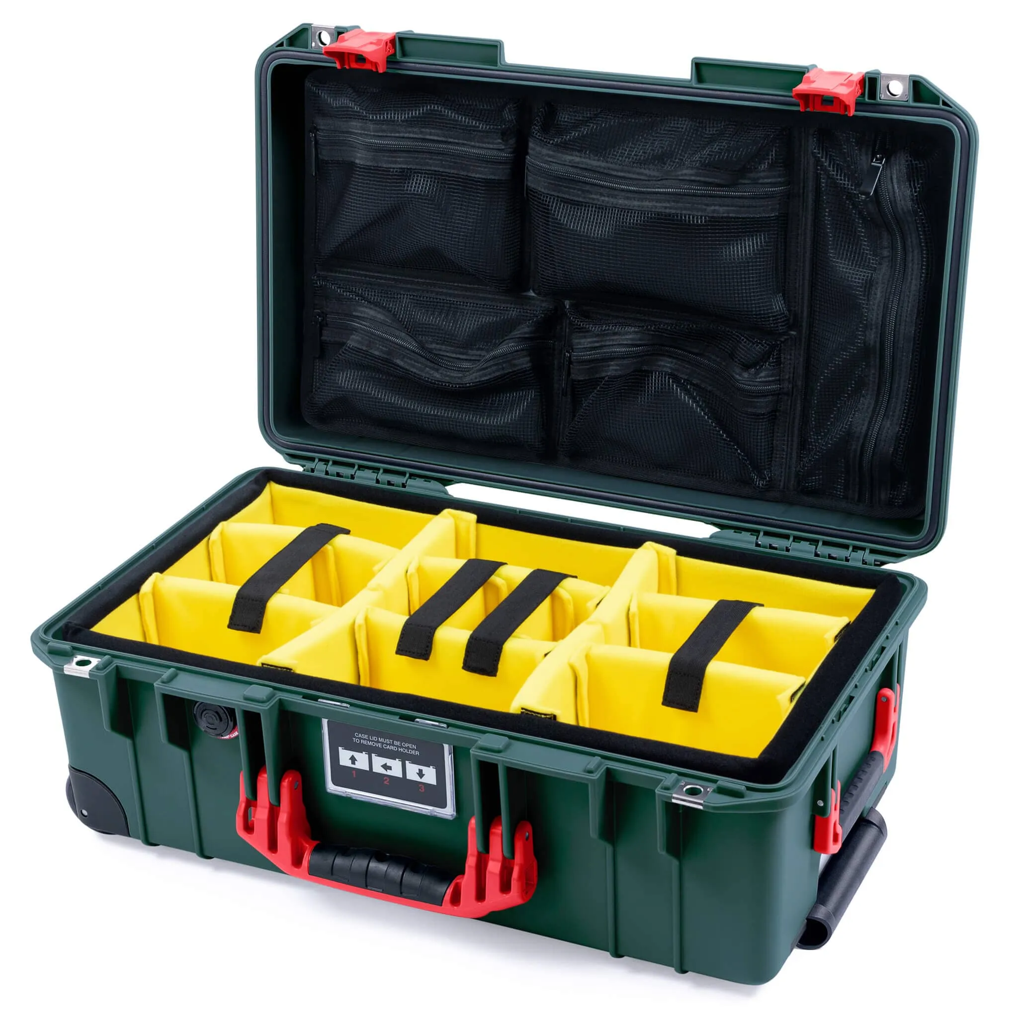 Pelican 1535 Air Case, Trekking Green with Red Handles & Latches