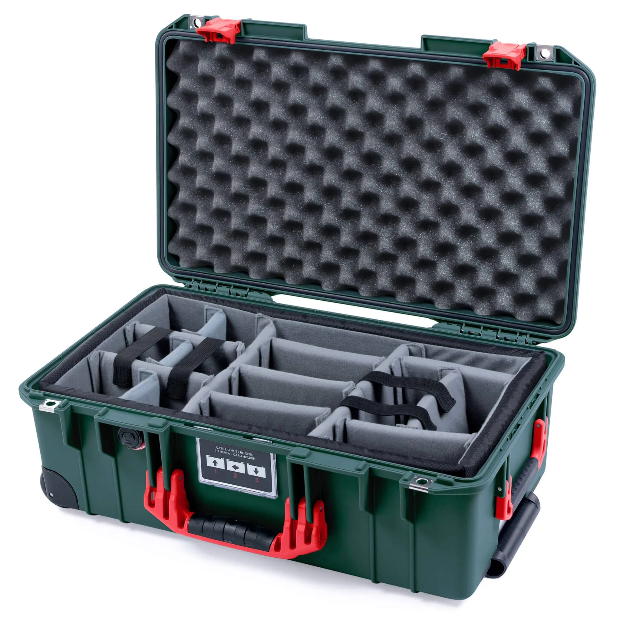 Pelican 1535 Air Case, Trekking Green with Red Handles & Latches