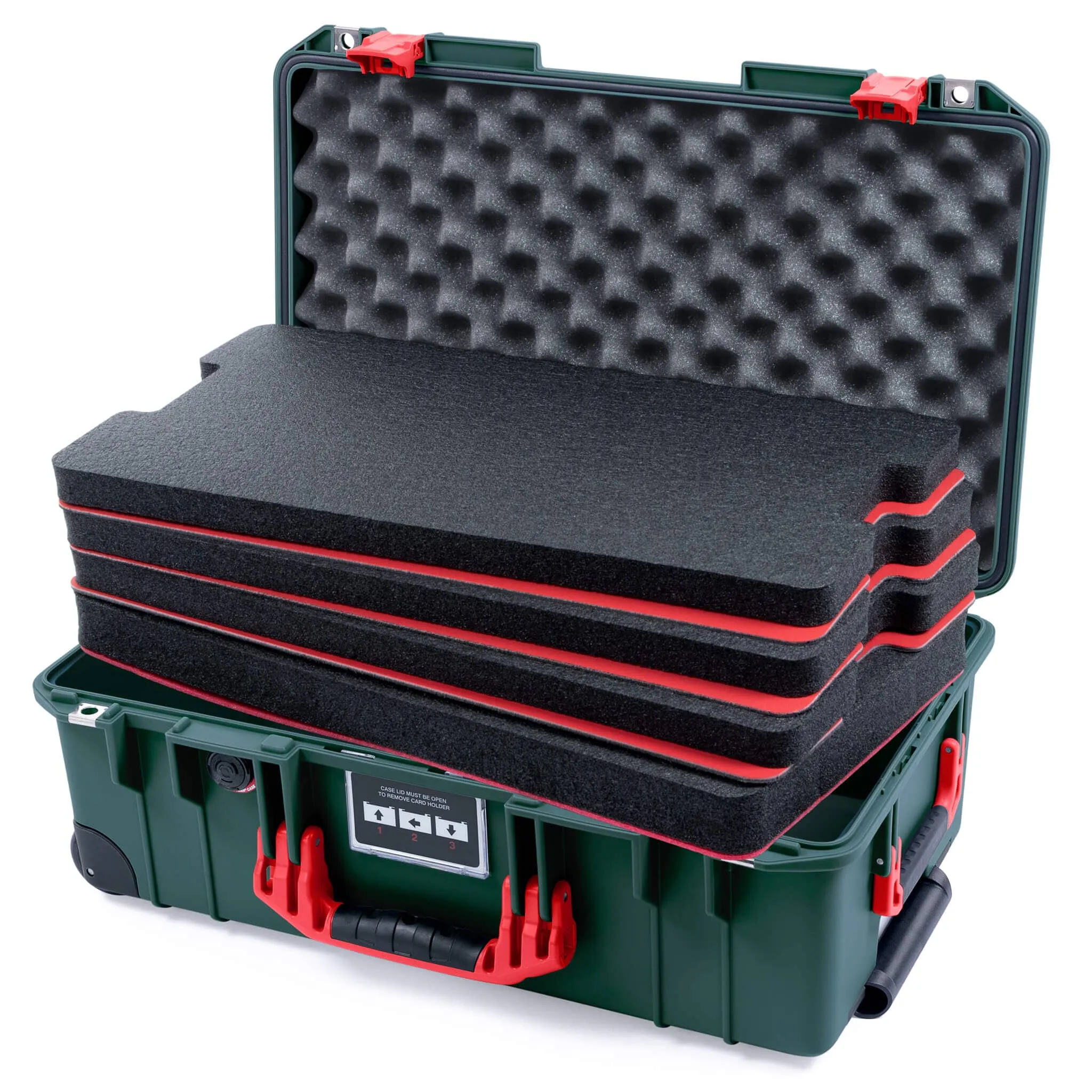 Pelican 1535 Air Case, Trekking Green with Red Handles & Latches