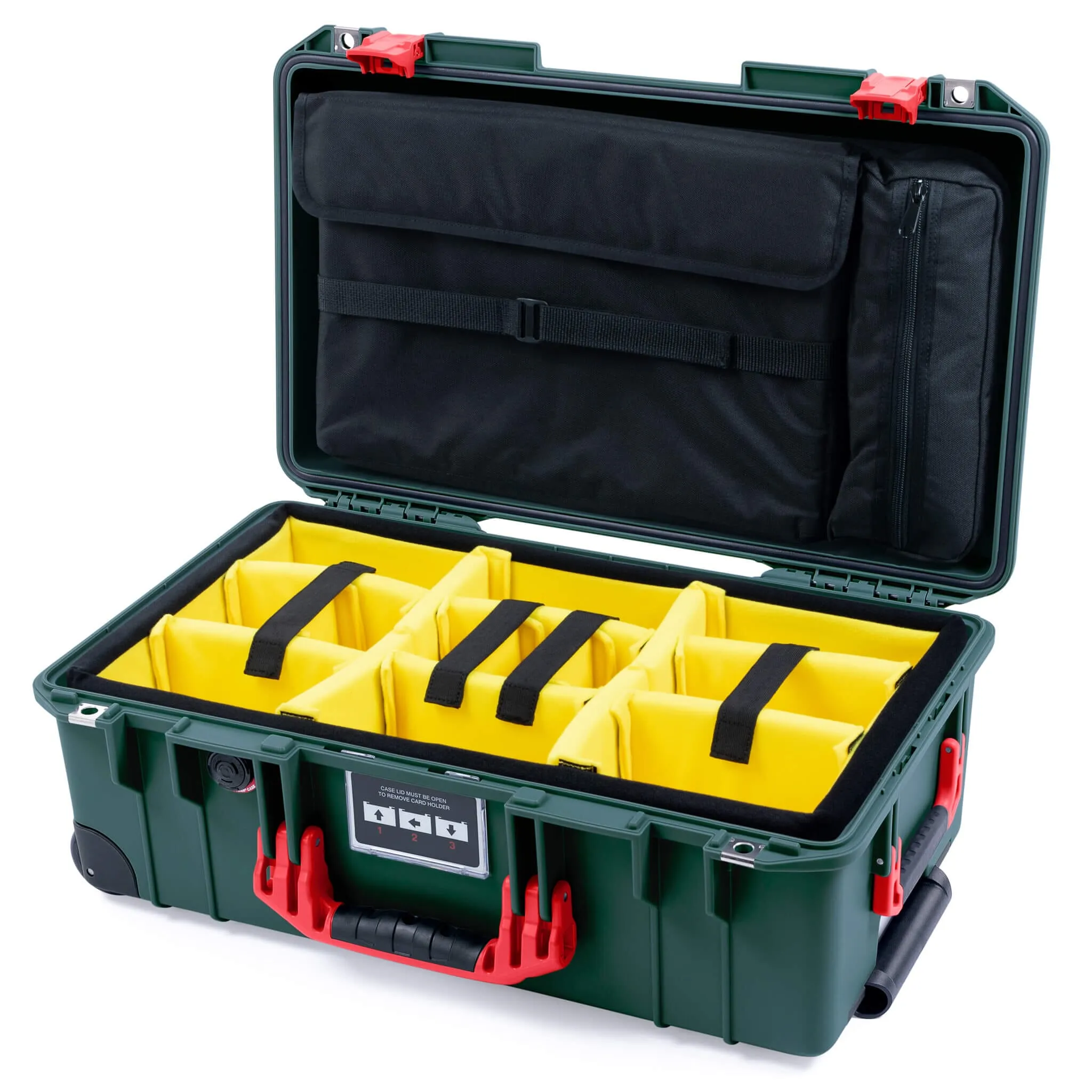 Pelican 1535 Air Case, Trekking Green with Red Handles & Latches