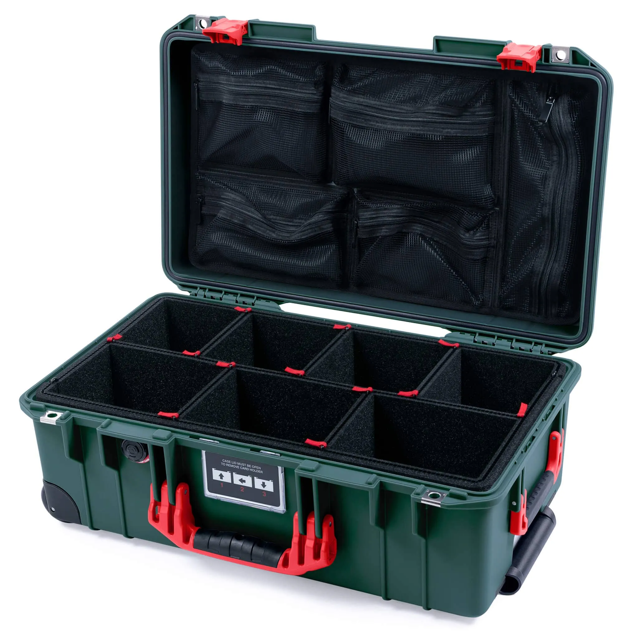 Pelican 1535 Air Case, Trekking Green with Red Handles & Latches