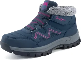 Qiucdzi Womens Winter Snow Boots Warm Fur Lined Anti-Slip Outdoor Ankle Booties Walking Shoes Non-Slip Trekking Shoes