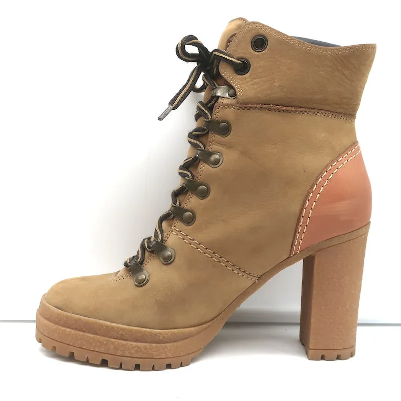 See by Chloe Eileen High Heel Hiking Boots Camel Suede Size 37