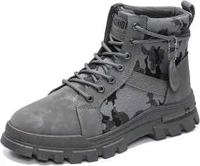 TERBOFIN Men's Fashion Boots High-top Hiking Shoes for Men Canvas Casual Boots for Work Outdoor Camouflage Upper