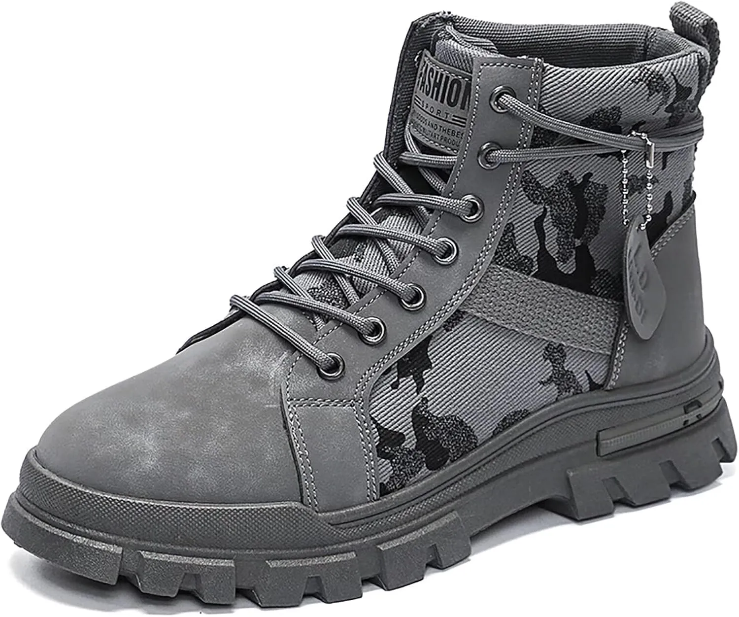 TERBOFIN Men's Fashion Boots High-top Hiking Shoes for Men Canvas Casual Boots for Work Outdoor Camouflage Upper