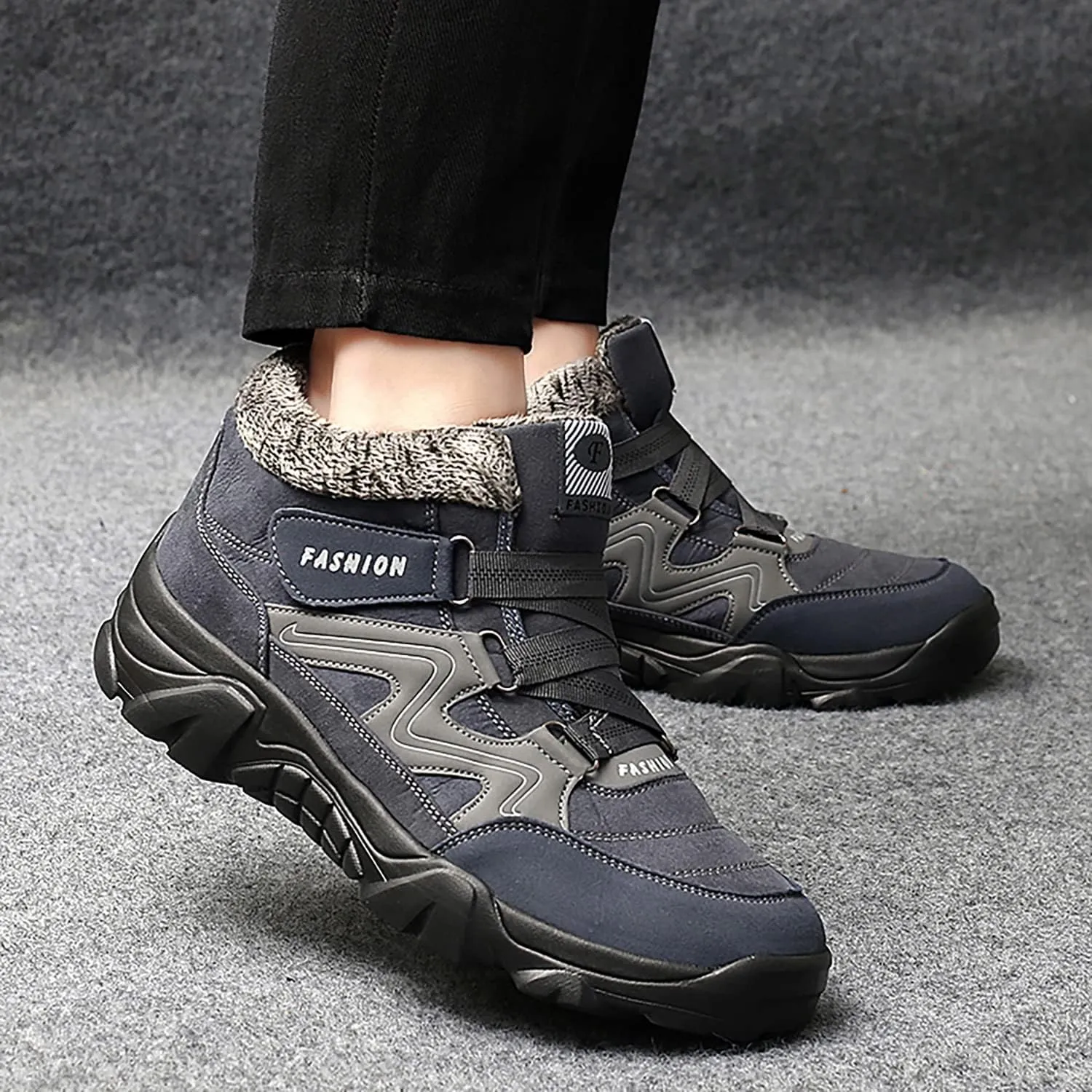 VARSKARC Men's Winter Thermal Villi Comfortable Platform high top Shoes