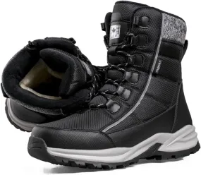 Winter Boots for Men Waterproof,Outdoor High Top Hiking Walking Snow Boots for Men,Comfortable Breathable Cold-Weather Warm Fur Lined Boots,Slip Resistant