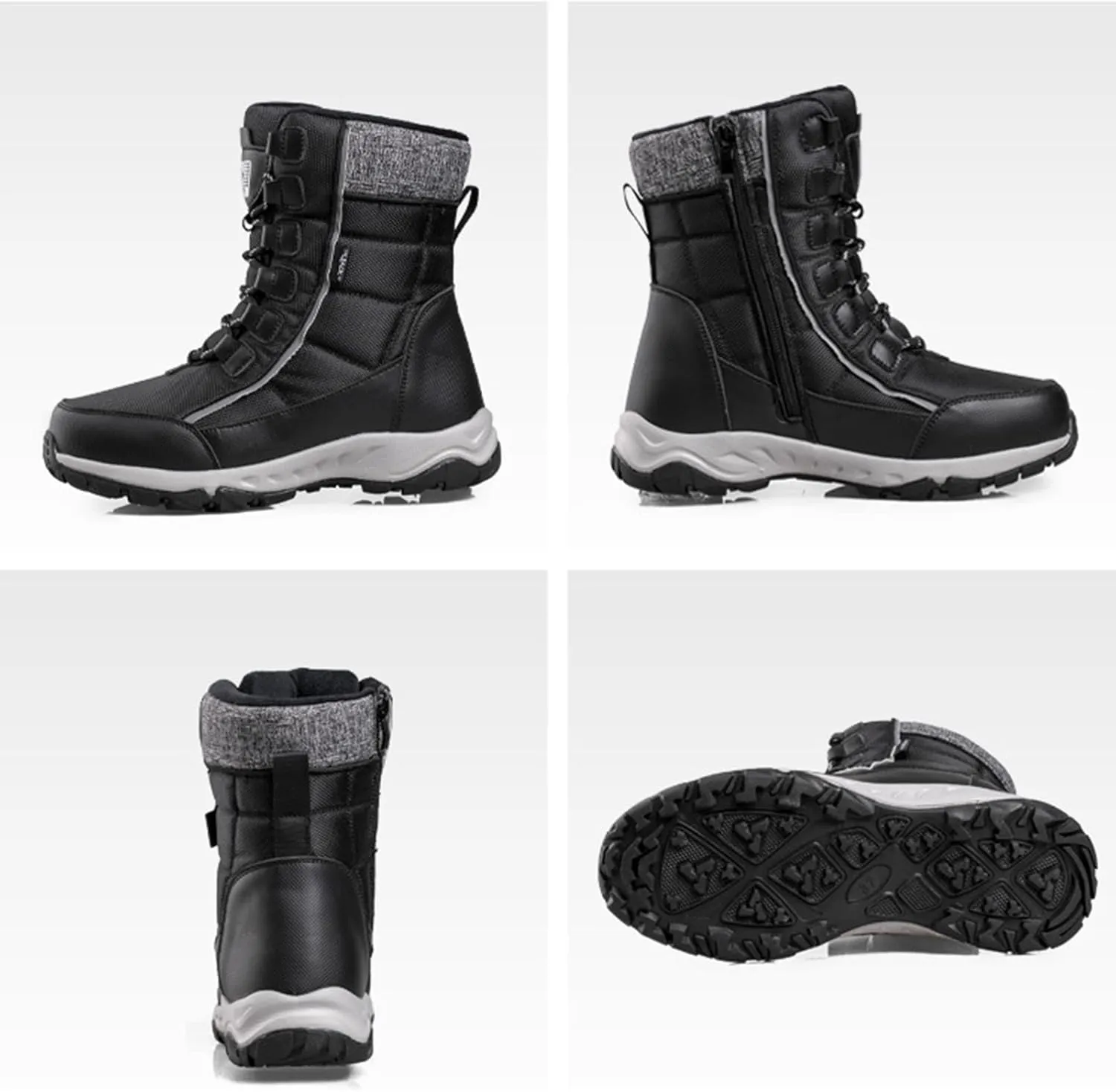 Winter Boots for Men Waterproof,Outdoor High Top Hiking Walking Snow Boots for Men,Comfortable Breathable Cold-Weather Warm Fur Lined Boots,Slip Resistant