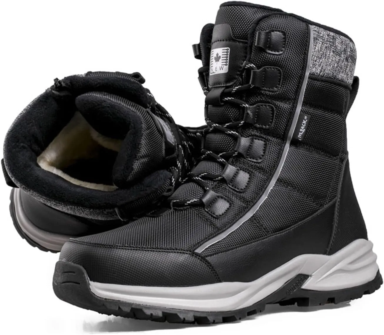 Winter Boots for Men Waterproof,Outdoor High Top Hiking Walking Snow Boots for Men,Comfortable Breathable Cold-Weather Warm Fur Lined Boots,Slip Resistant