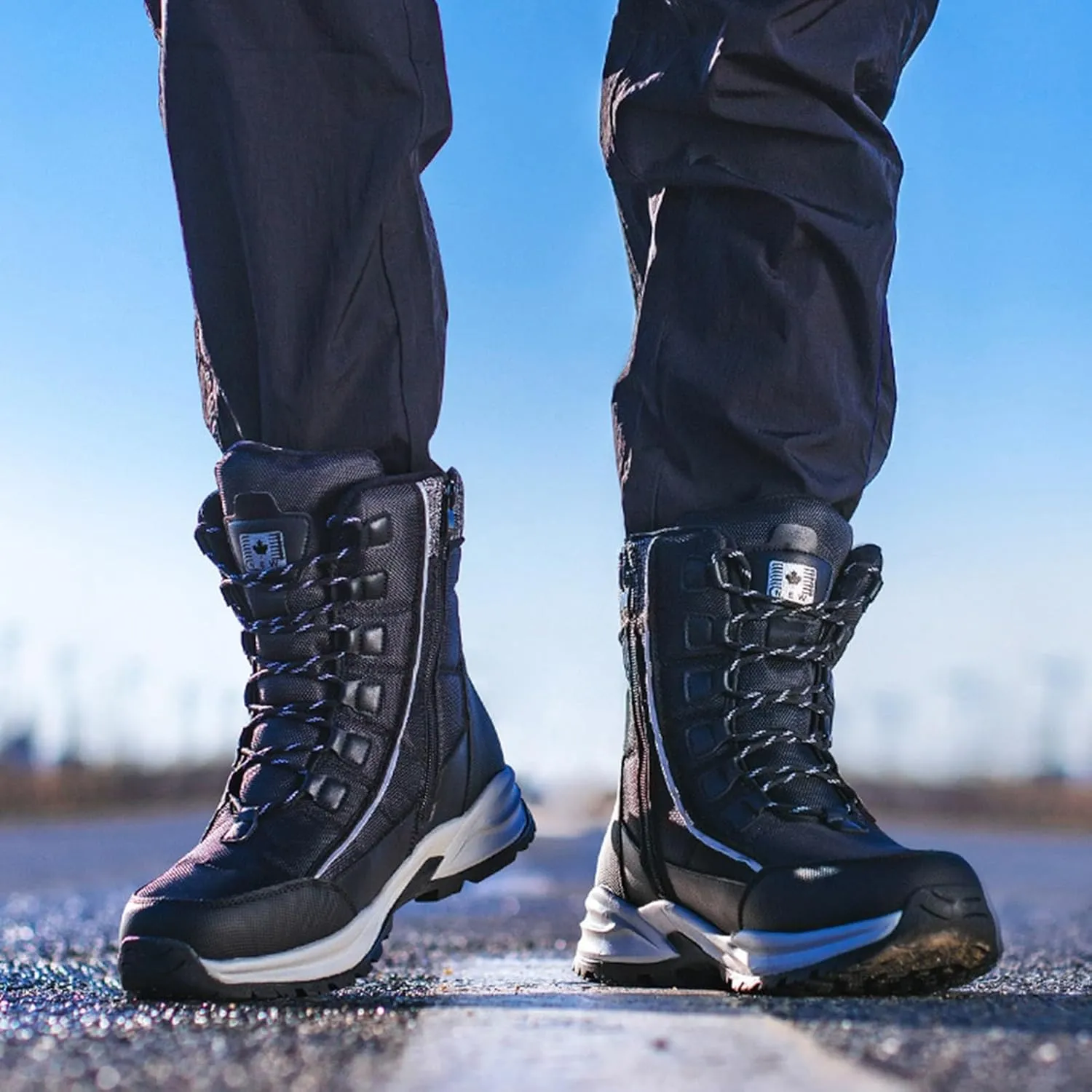 Winter Boots for Men Waterproof,Outdoor High Top Hiking Walking Snow Boots for Men,Comfortable Breathable Cold-Weather Warm Fur Lined Boots,Slip Resistant