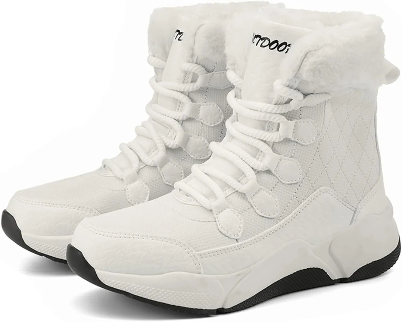 Winter Hiking Boots Women,Outdoor High Top Walking Snow Boots Women,Lightweight Warm Fur Lined Womens Winter Shoes,Slip Resistant