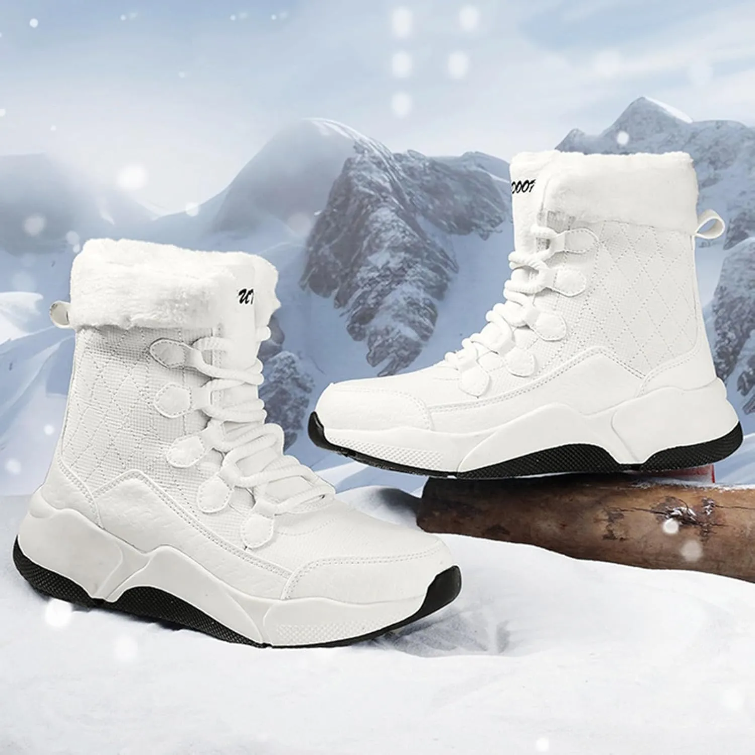 Winter Hiking Boots Women,Outdoor High Top Walking Snow Boots Women,Lightweight Warm Fur Lined Womens Winter Shoes,Slip Resistant