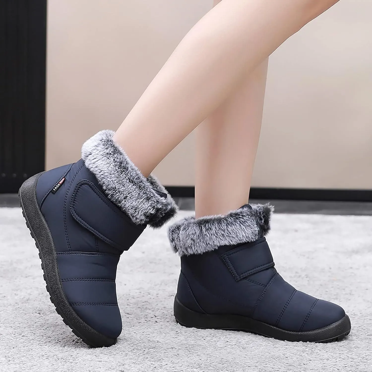 Womens Mens Winter Boots Waterproof Insulated Fur Boots Fleece Ankle Shoes Platform Trekking Snow Boots Womens Winter Shoes