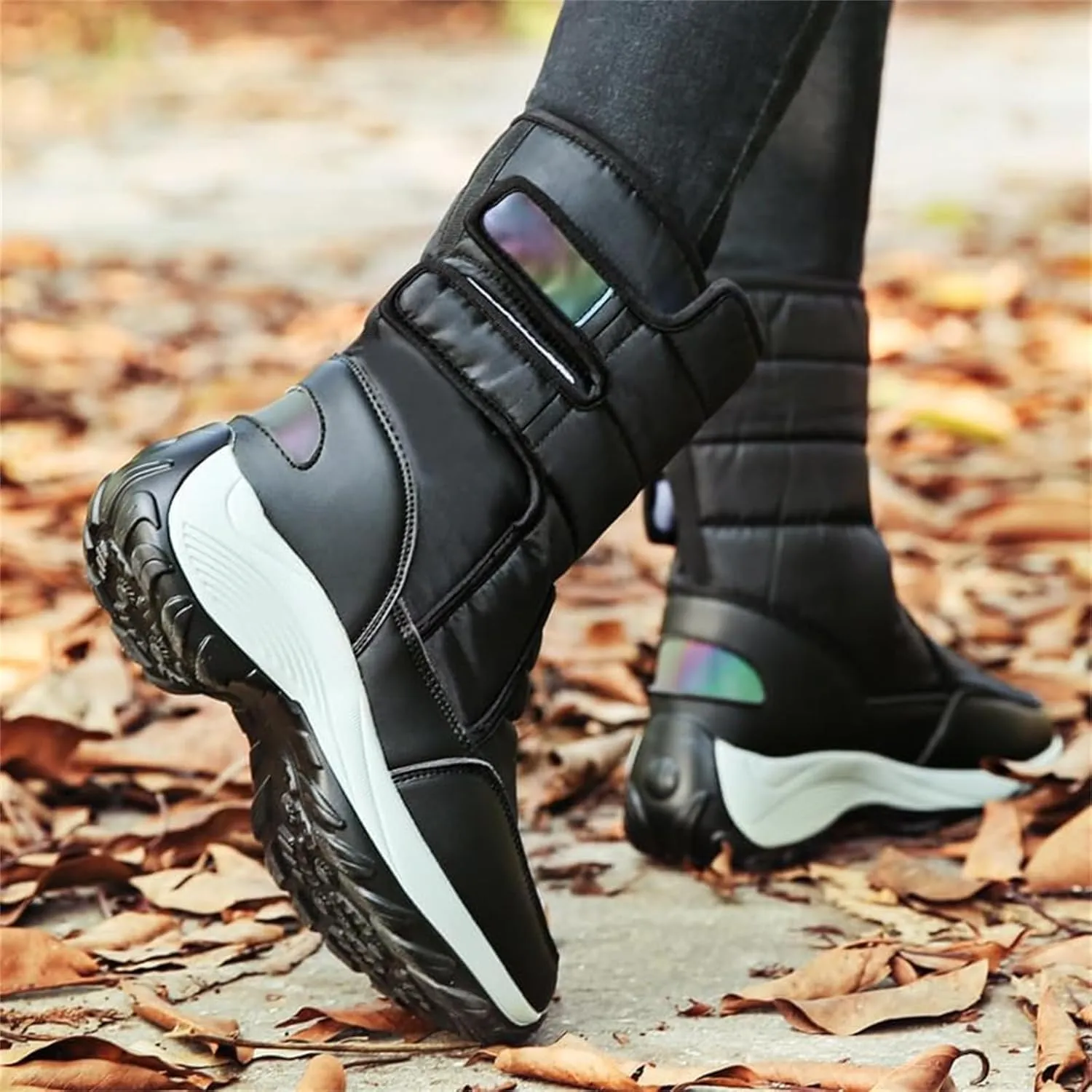 Womens Snow Boots Waterproof Mid Calf Winter Boots for Women Warm Faux Fur Lined Boots High Top Anti-Slip Boots