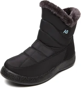 Womens Snow Boots Waterproof,Casual Cold-Weather Warm Winter Boots Women,High Top Trekking Walking Womens Slip On Winter Shoes,Non-Slip Rubber Outsole