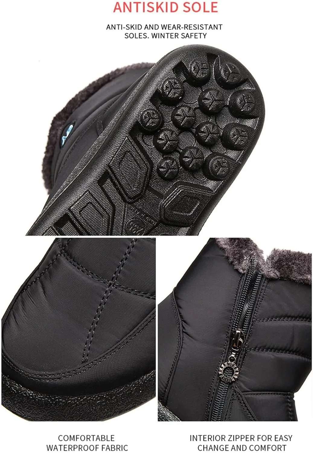 Womens Snow Boots Waterproof,Casual Cold-Weather Warm Winter Boots Women,High Top Trekking Walking Womens Slip On Winter Shoes,Non-Slip Rubber Outsole