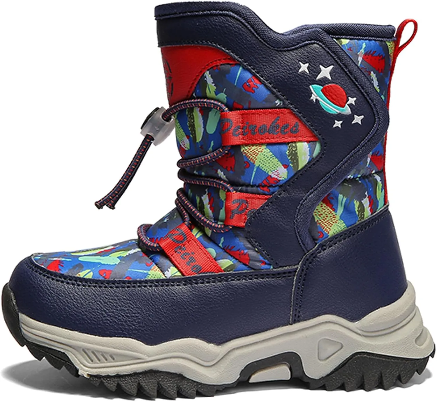 WUIWUIYU Kids Boys Girls Outdoors Lightweight Thick Fur Lined Hook&Loop Antislip Winter Snow Boots Cute Booties